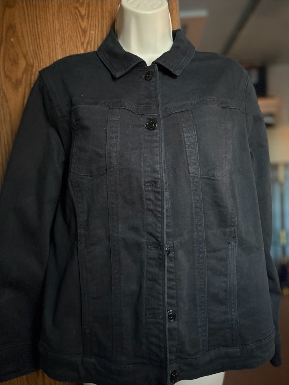 Chico's Black Button-Front Jean Jacket